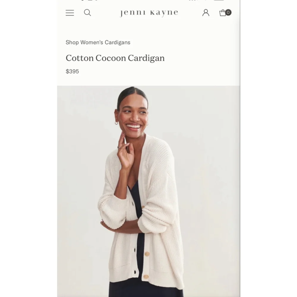 NWT Jenni Kayne Cotton Cocoon Cardigan Ivory XS (Fits up to xl!) - Picture 2 of 6